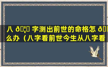 八 🦅 字测出前世的命格怎 🐦 么办（八字看前世今生从八字看前世怎么看）